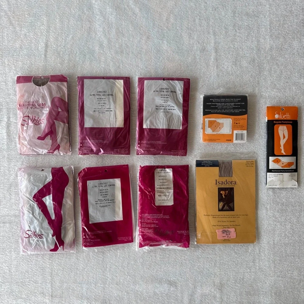 9pc Y2k NOS Pantyhose Lot Silkies Isadora No Nonsense Hosiery 9‎ Pair